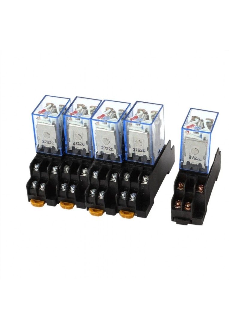 5PC 220V 10A Coil Power Relay DPDT LY2NJ HH62P HHC68A 2Z With Socket Base