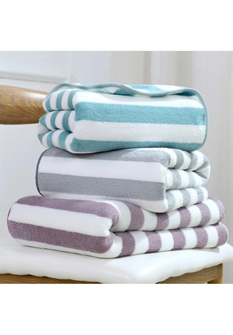 Bath Towel Coral Fleece Microfiber Striped 3.5