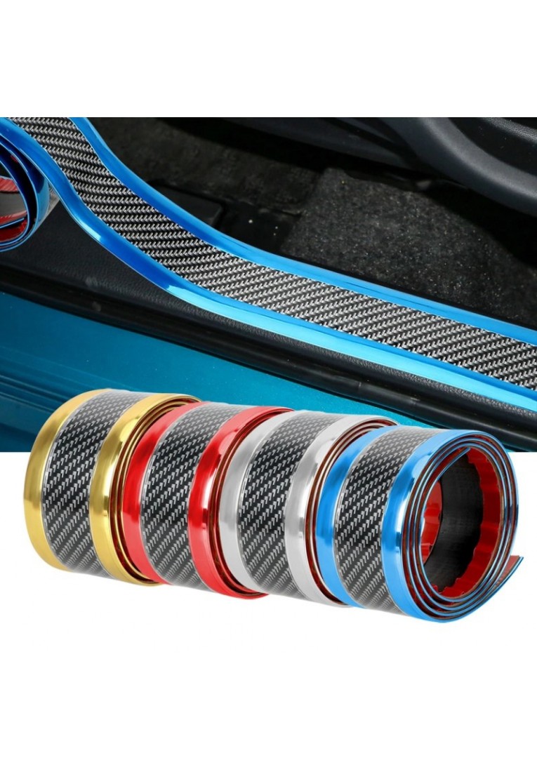 Car Stickers Anti Scratch Door Sill Protector Rubber Strip Carbon Fiber Car Threshold Protection Bumper Film