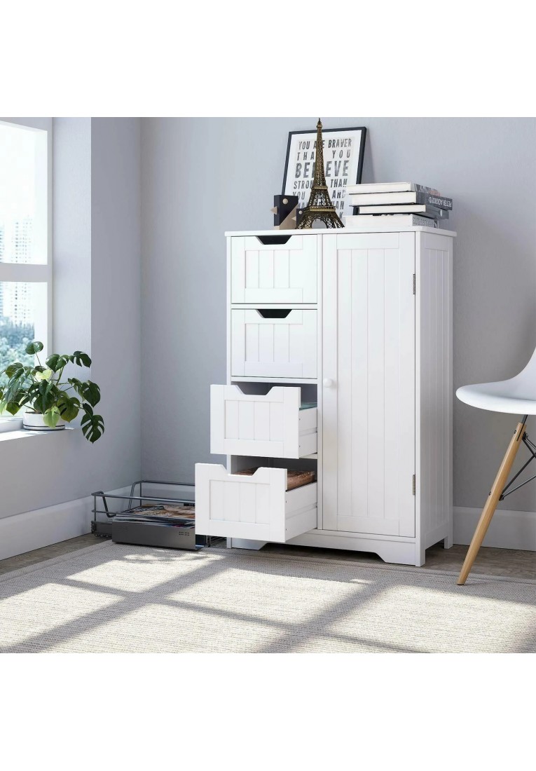 Drawer Cabinet White Free Standing Storage 90