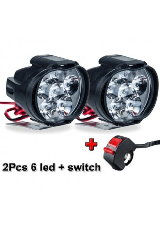 Motorcycle Headlights LED White Super Bright 6LED Working Front Light Motorbike Fog Lamp